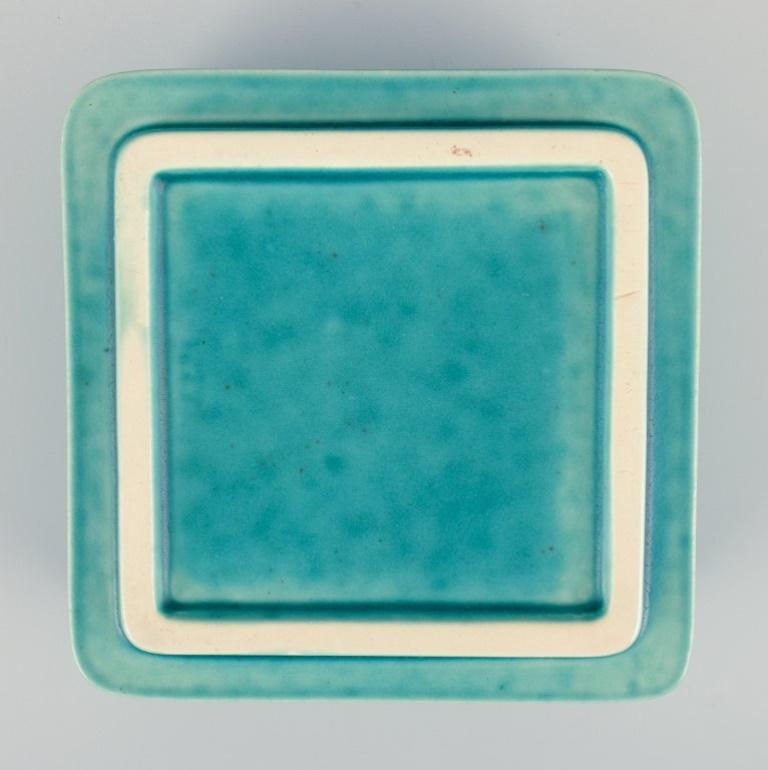 Mid-20th Century Wilhelm Kåge for Gustavsberg. Square Argenta lidded box in ceramic. For Sale