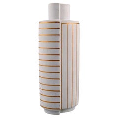 Wilhelm Kåge for Gustavsberg Studio Hand, Gold Surrea Ceramic Split Vase