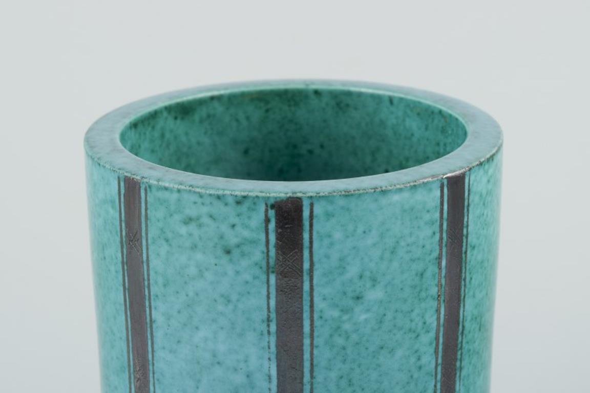 Swedish Wilhelm Kåge for Gustavsberg, Sweden. ‘Argenta’ ceramic vase. Art Deco style. For Sale