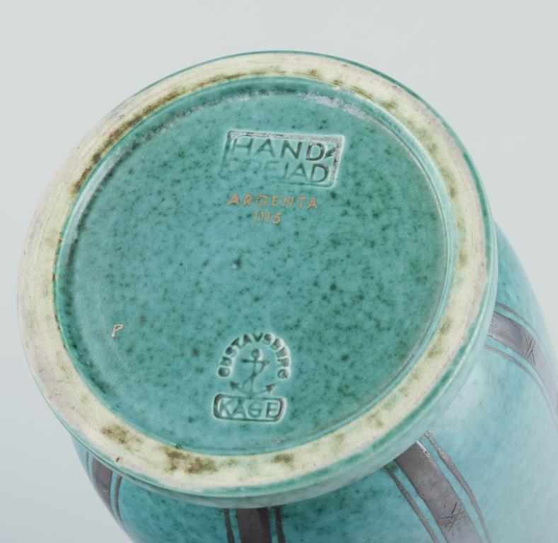 Wilhelm Kåge for Gustavsberg, Sweden. ‘Argenta’ ceramic vase. Art Deco style. In Excellent Condition For Sale In Copenhagen, DK