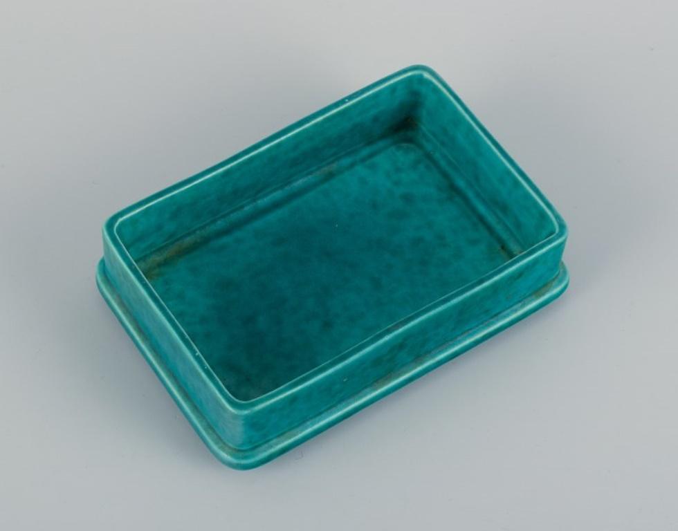 Glazed Wilhelm Kåge for Gustavsberg, Sweden, Argenta Container with Lid in Ceramic For Sale