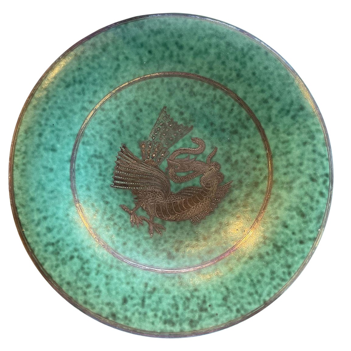 Wilhelm Kage for Gustavsberg Swedish "Argenta" Stoneware Plate For Sale