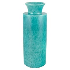 Wilhelm Kåge for Gustavsberg. Turquoise glazed stoneware vase, circa 1940s.