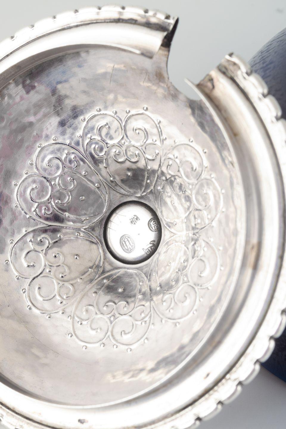 Early 20th Century Wilhelm Kåge for Kåge Verkstad Gustavsberg. Jam jar with silver lid and spoon. For Sale