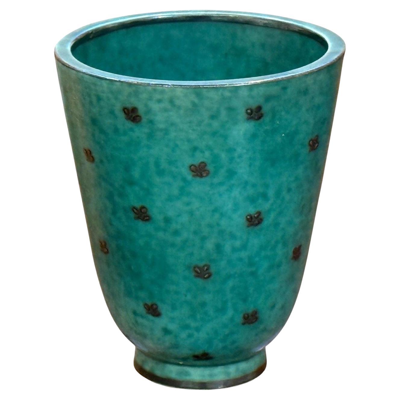 Wilhelm Kage, Green Ceramic, Argenta Vase, Sweden, 1930s in vendita