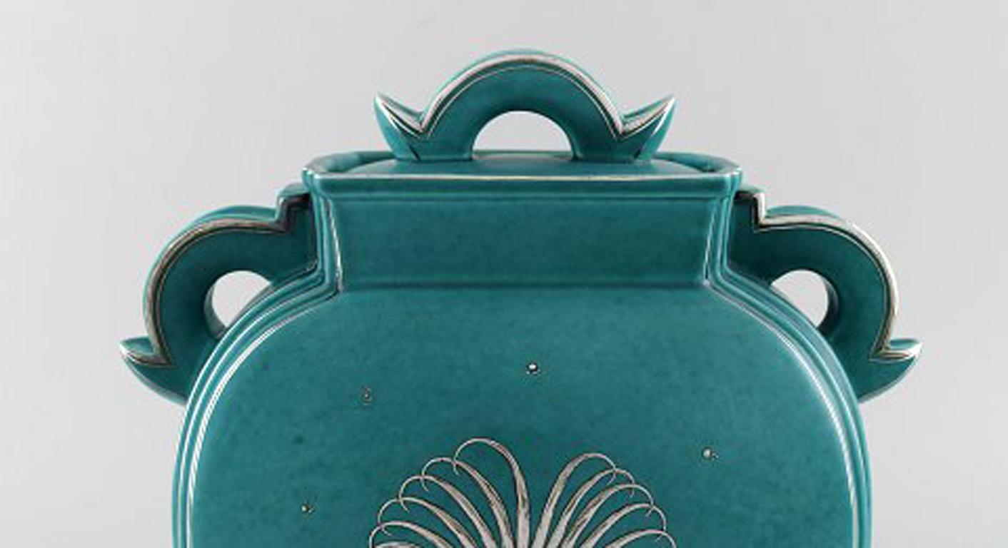 Swedish Wilhelm Kåge, Gustavsberg, Argenta Art Deco Ceramic Vase, 1940s For Sale
