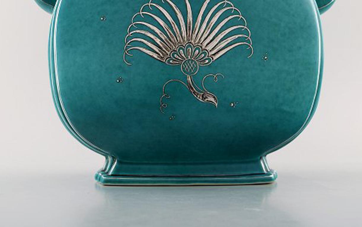 Wilhelm Kåge, Gustavsberg, Argenta Art Deco Ceramic Vase, 1940s In Good Condition For Sale In Copenhagen, DK