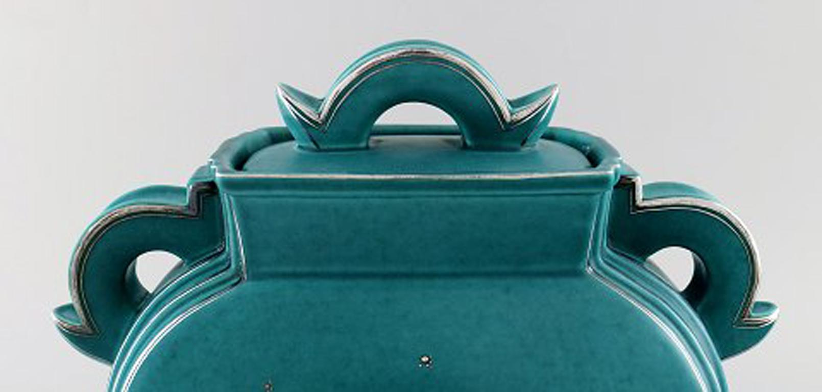 Wilhelm Kåge, Gustavsberg, Argenta Art Deco Ceramic Vase, 1940s For Sale 1