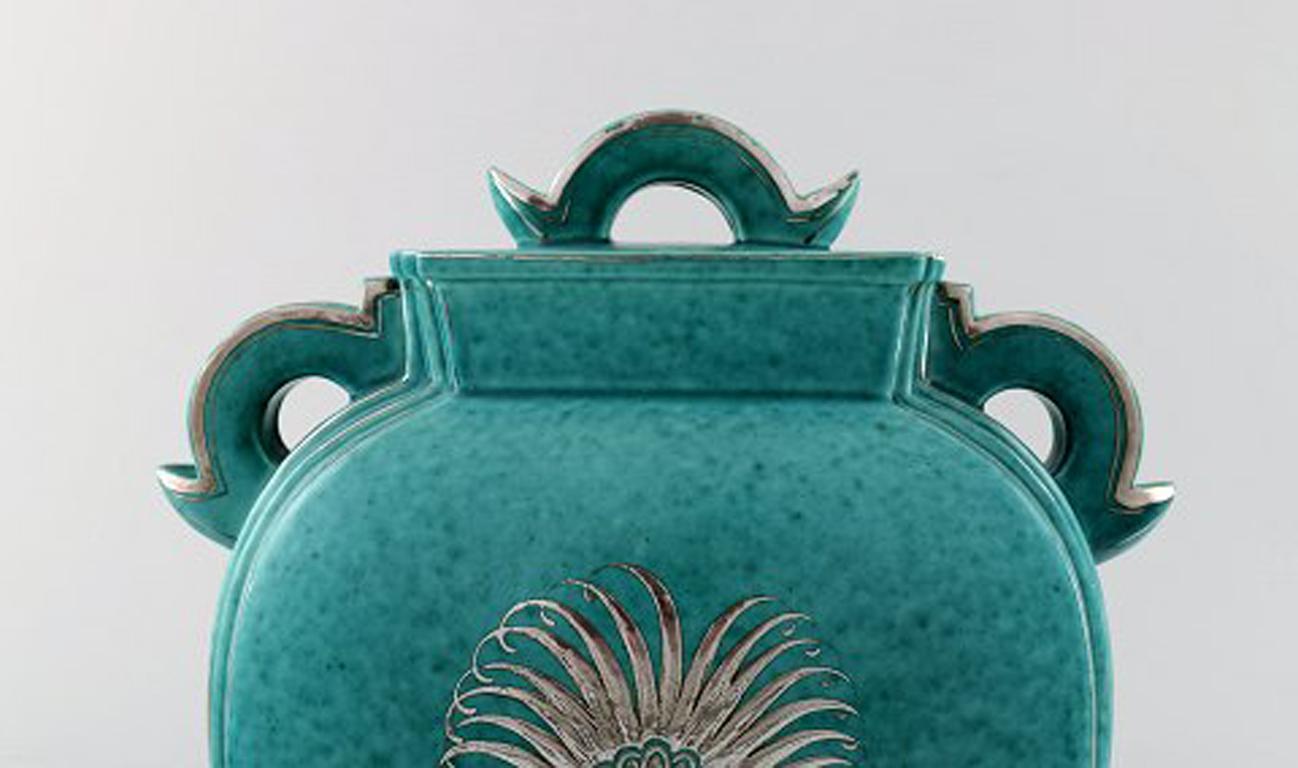 Wilhelm Kåge, Gustavsberg, Argenta Art Deco Ceramic Vase In Excellent Condition In Copenhagen, DK
