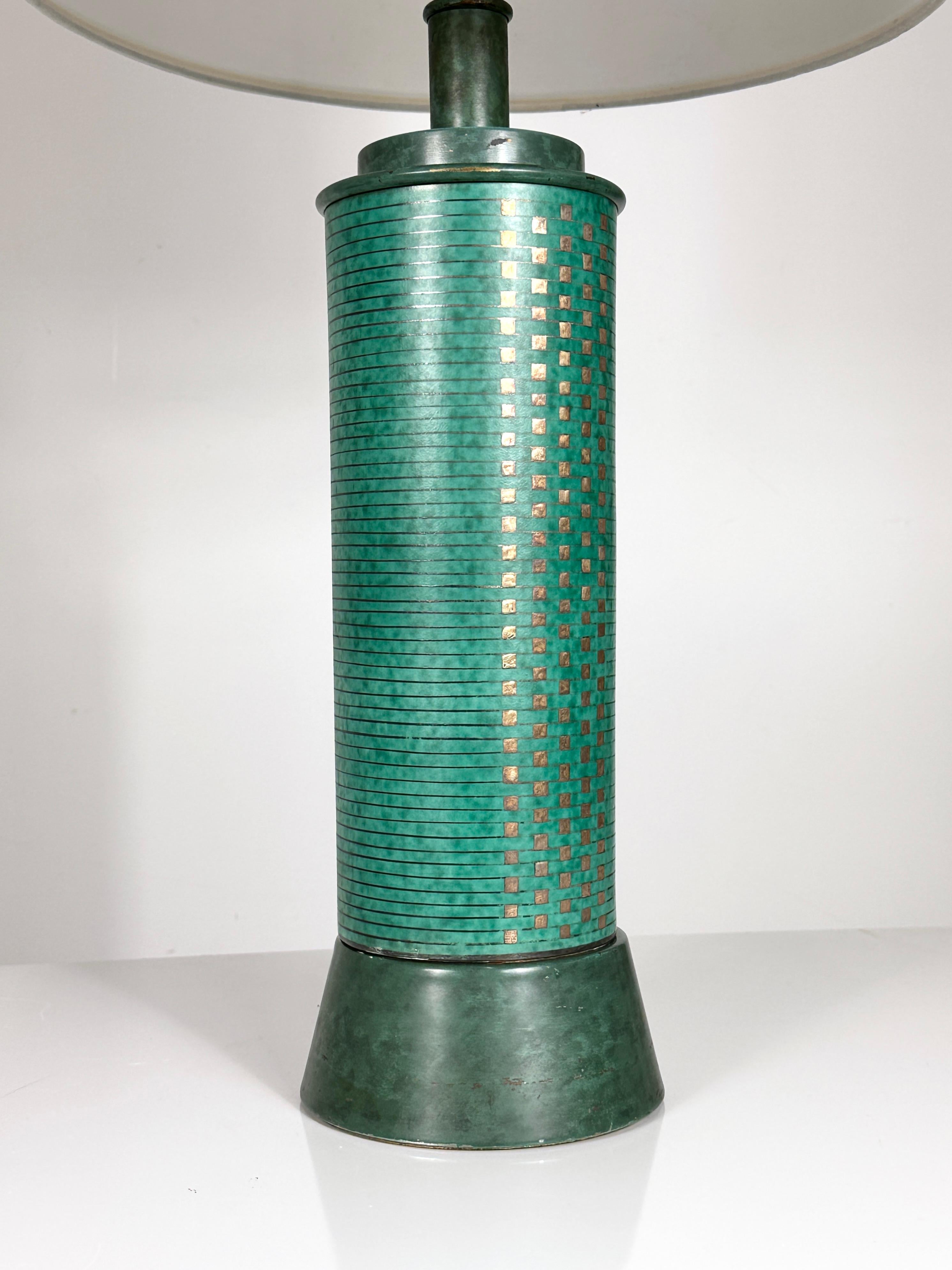 Wilhelm Kage Gustavsberg Argenta Geometric Midcentury Abstract Ceramic Lamp In Good Condition In Ann Arbor, MI