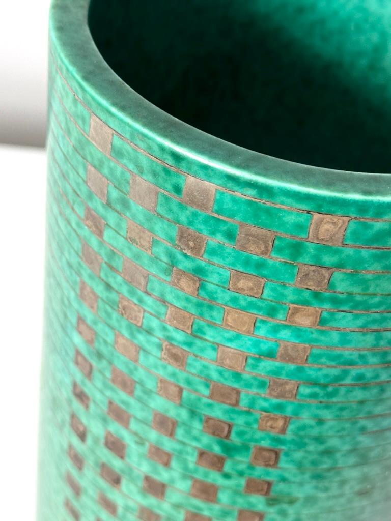 Wilhelm Kage Gustavsberg Argenta Geometric Midcentury Abstract Ceramic Vase  For Sale 3