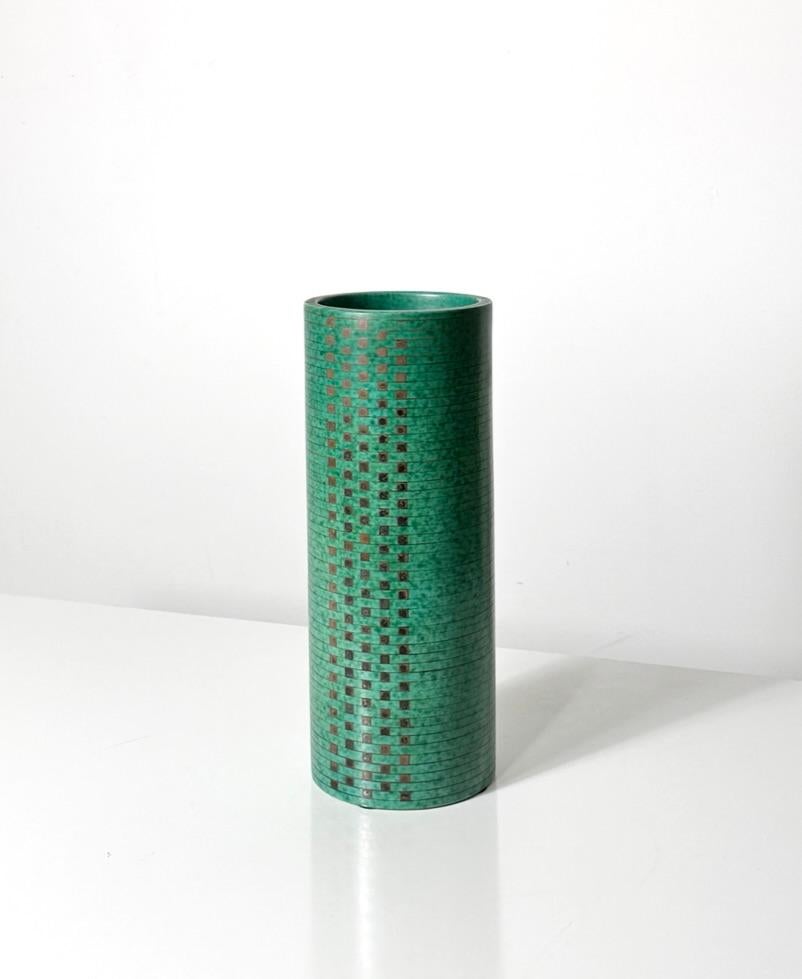 Mid-Century Modern Wilhelm Kage Gustavsberg Argenta Geometric Midcentury Abstract Ceramic Vase  For Sale
