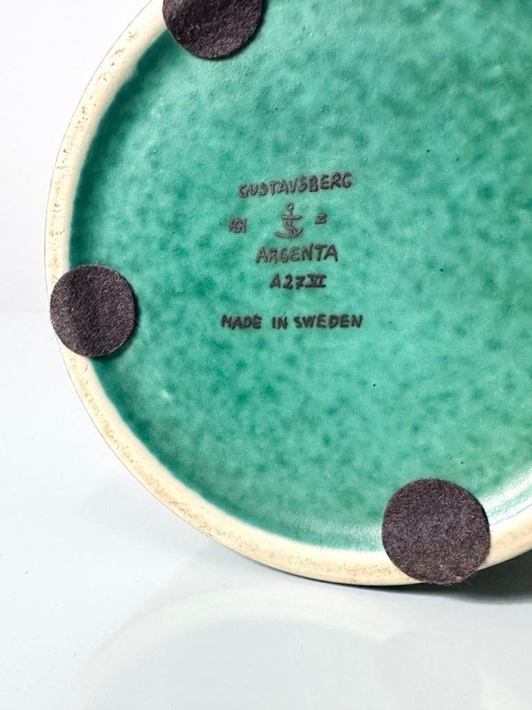 Swedish Wilhelm Kage Gustavsberg Argenta Geometric Midcentury Abstract Ceramic Vase  For Sale