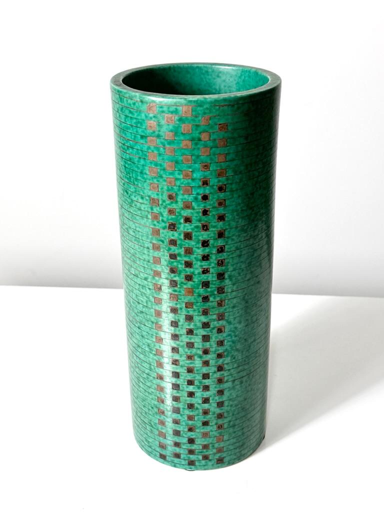Wilhelm Kage Gustavsberg Argenta Geometric Midcentury Abstract Ceramic Vase  For Sale 1