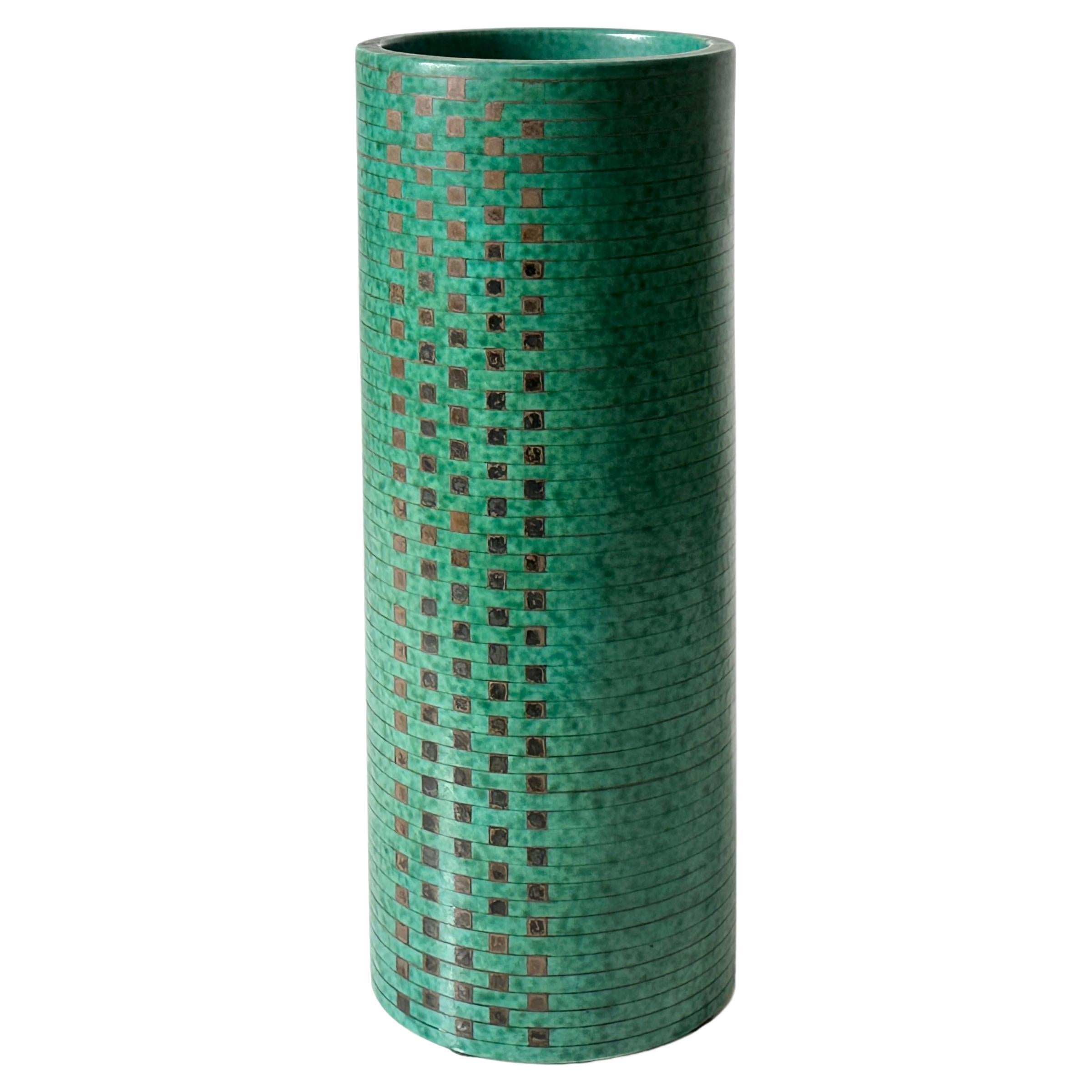 Wilhelm Kage Gustavsberg Argenta Geometric Midcentury Abstract Ceramic Vase  For Sale