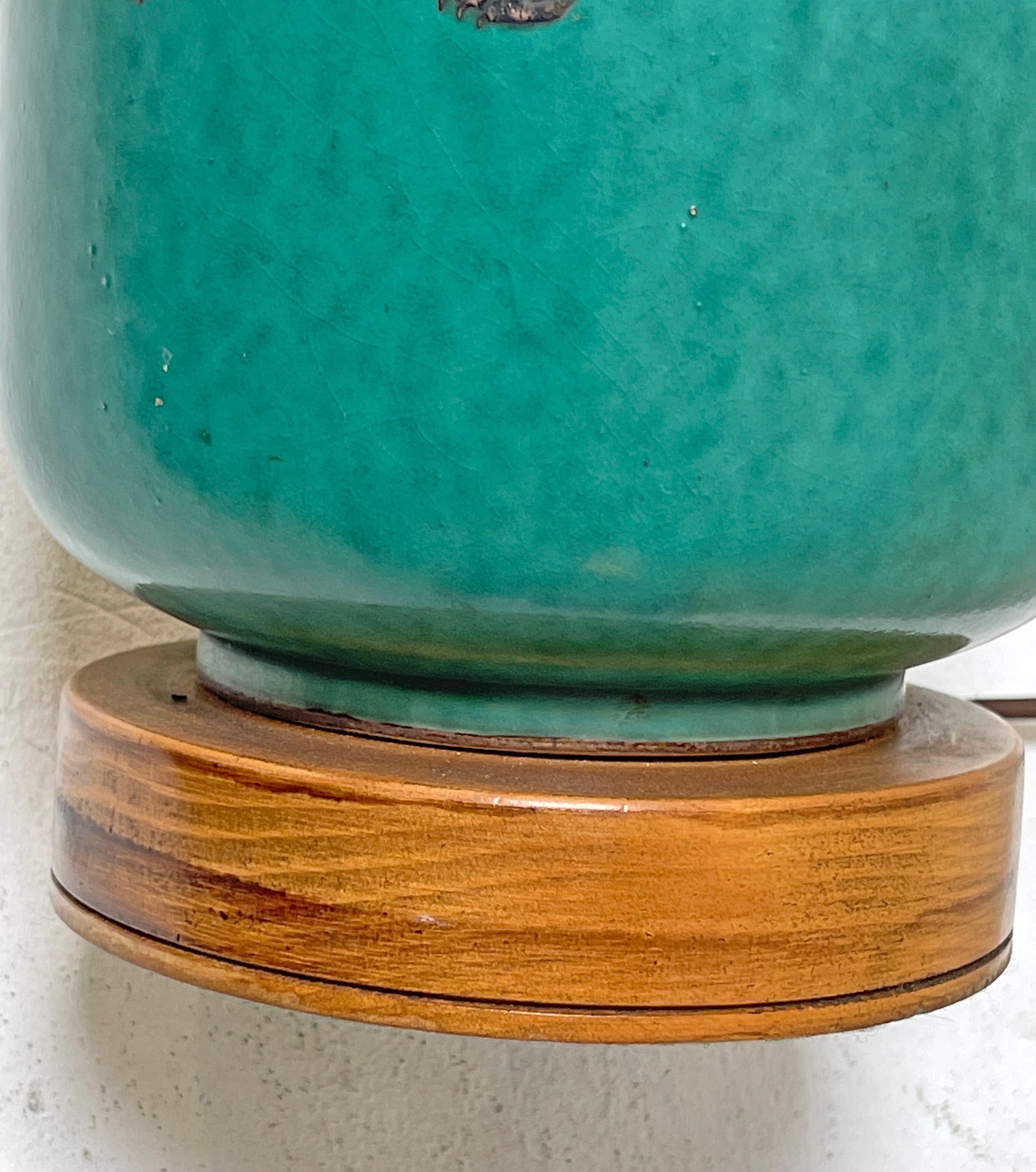 Hand-Crafted Wilhelm Kåge Gustavsberg Argenta Green Stoneware Lamp