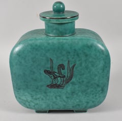 Jarre à couvercle en grès de Wilhelm Kage Gustavsberg ArgentA