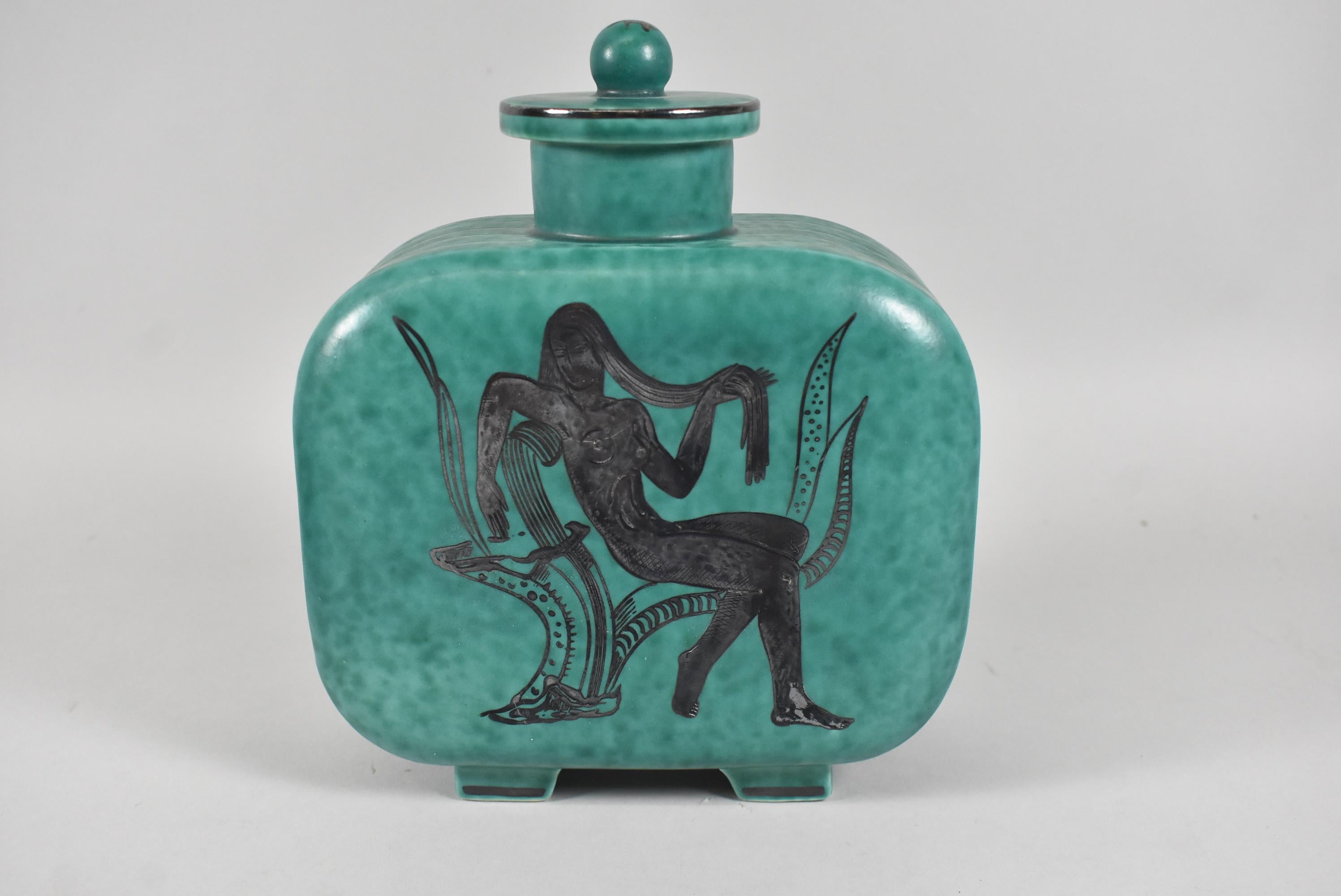 Wilhelm Kage Gustavsberg Argenta Stoneware Lidded Jar im Zustand „Gut“ im Angebot in Toledo, OH