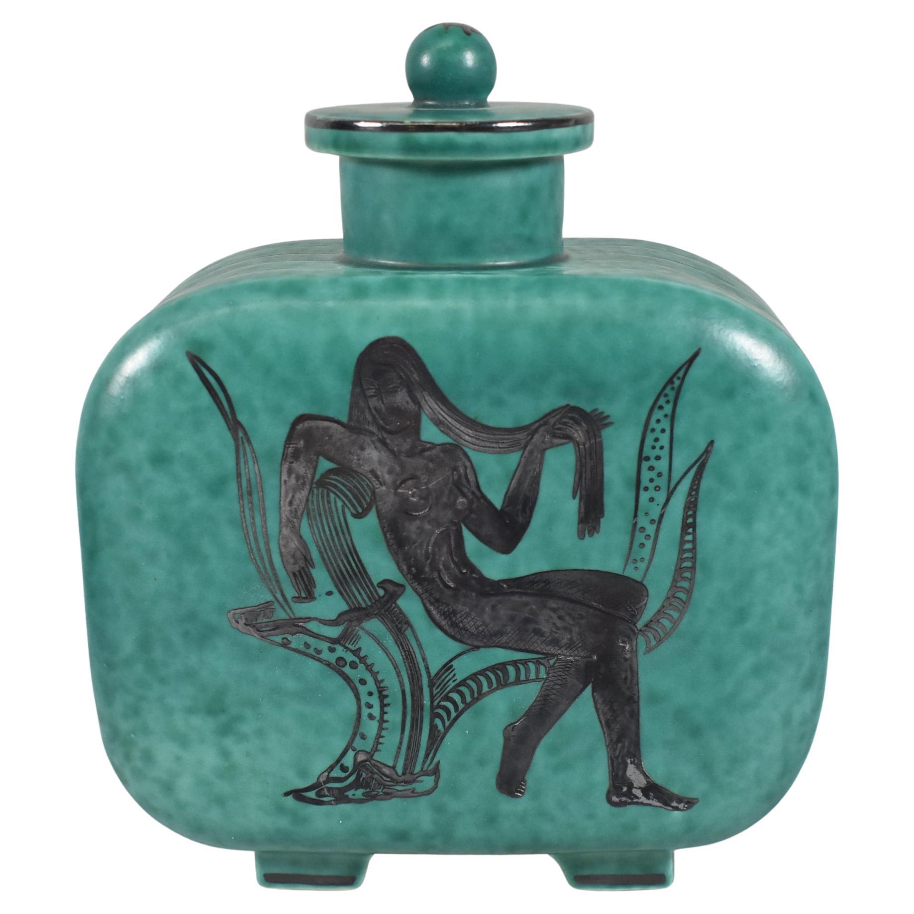 Wilhelm Kage Gustavsberg Argenta Stoneware Lidded Jar im Angebot
