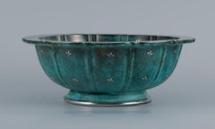Wilhelm Kåge, Gustavsberg, Art Deco Argenta Bowl Decorated with Silver Inlay