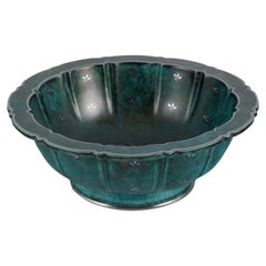 Wilhelm Kåge, Gustavsberg, Art Deco Argenta Bowl Decorated with Silver Inlay