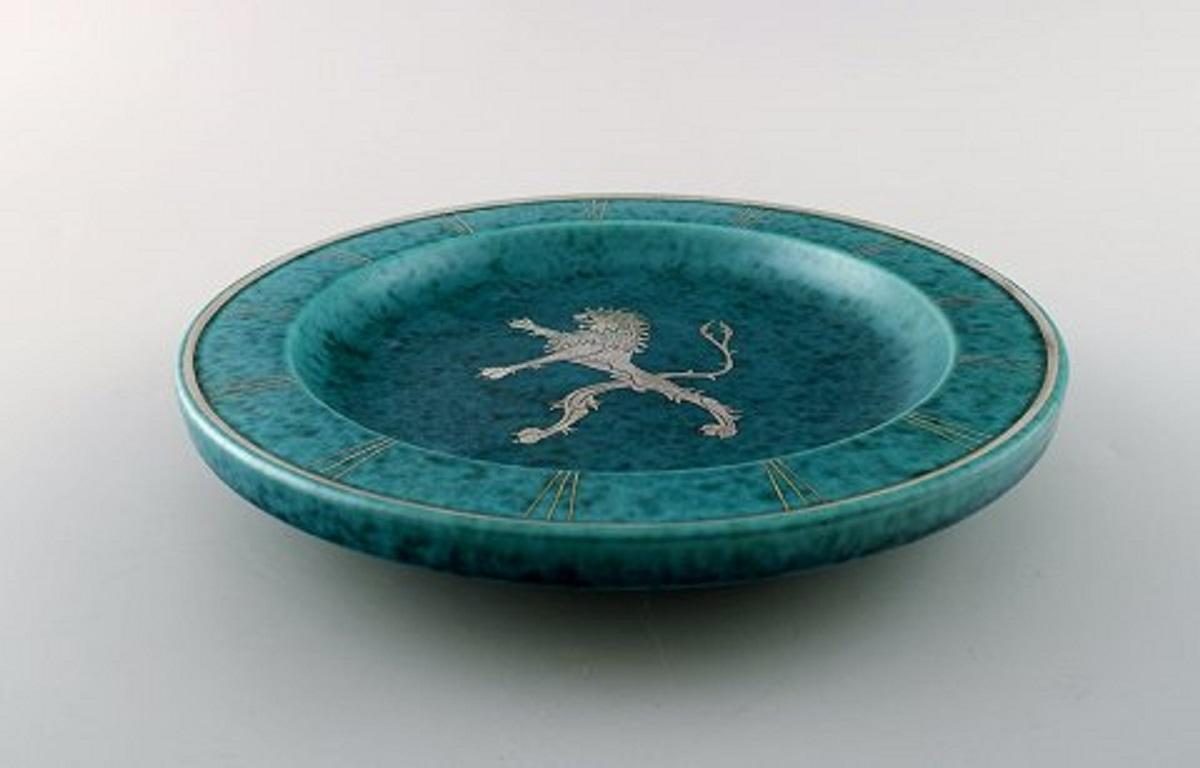 Swedish Wilhelm Kåge, Gustavsberg, Art Deco Argenta Dish on Feet in Ceramics For Sale