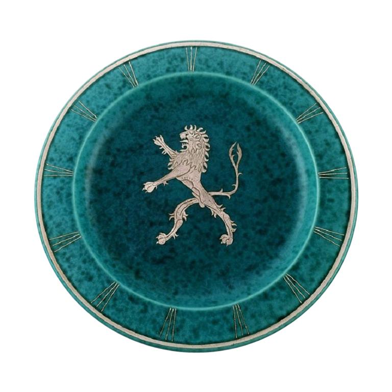 Wilhelm Kåge, Gustavsberg, Art Deco Argenta Dish on Feet in Ceramics For Sale