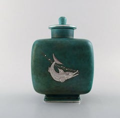 Wilhelm Kåge, Gustavsberg, Art Deco Lidded Jar with Silverware Sweden, 1940s