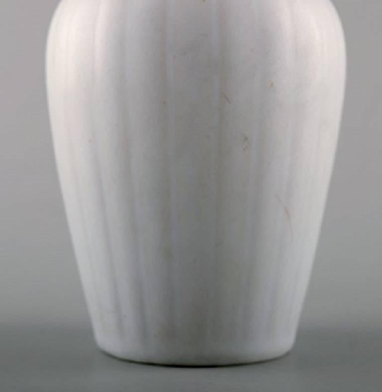 Swedish Wilhelm Kåge, Gustavsberg, Ceramic Vase in White Glaze For Sale