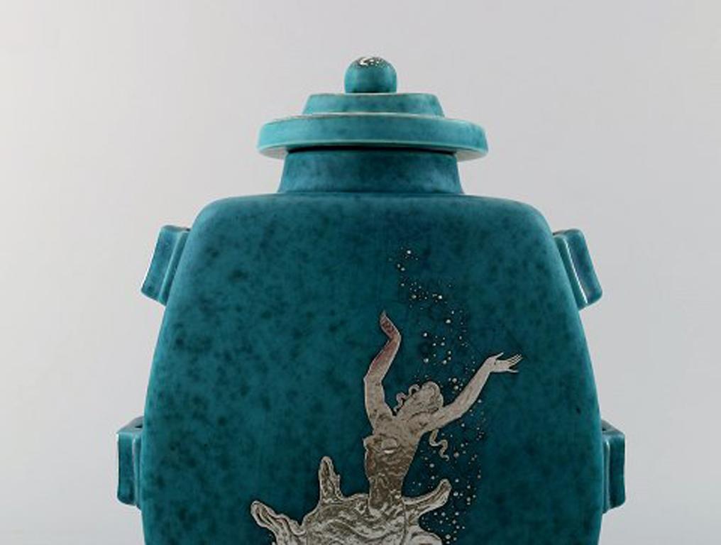 Swedish Wilhelm Kåge, Gustavsberg, Large Argenta Art Deco Lidded Vase in Ceramics