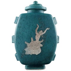 Vintage Wilhelm Kåge, Gustavsberg, Large Argenta Art Deco Lidded Vase in Ceramics