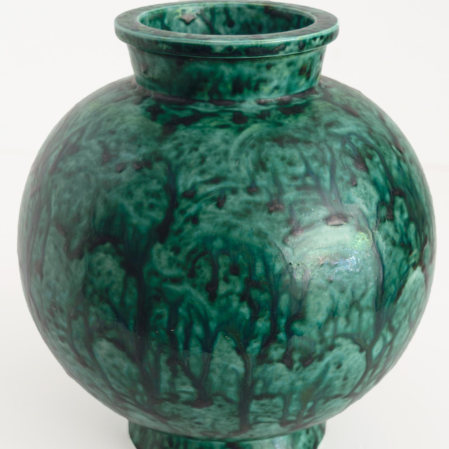 20th Century Wilhelm Kage, Gustavsberg Scandinavian Modern Unique Splatter Glazed Vase