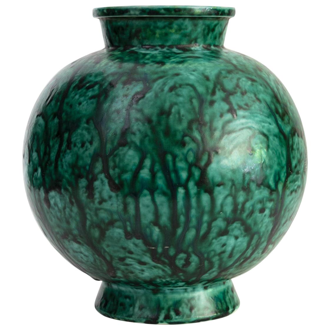 Wilhelm Kage, Gustavsberg Scandinavian Modern Unique Splatter Glazed Vase