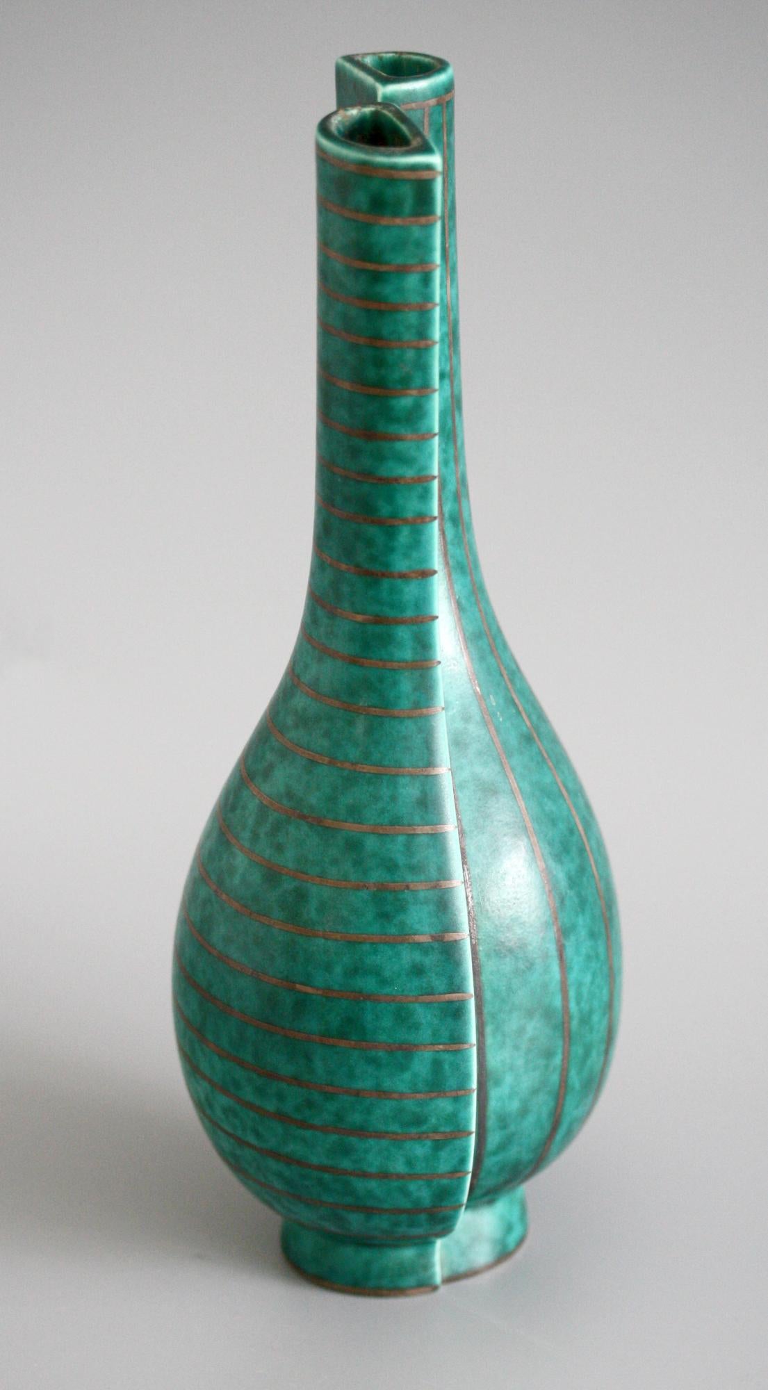 Glazed Wilhelm Kåge Gustavsberg Swedish Surrea Argenta Art Pottery Vase