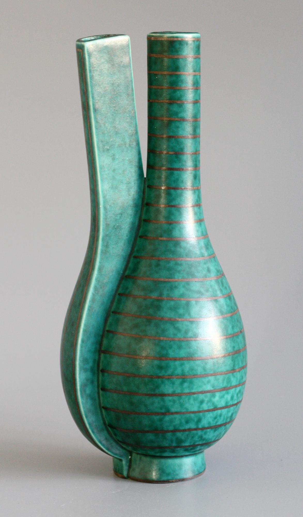 Wilhelm Kåge Gustavsberg Swedish Surrea Argenta Art Pottery Vase In Good Condition In Bishop's Stortford, Hertfordshire