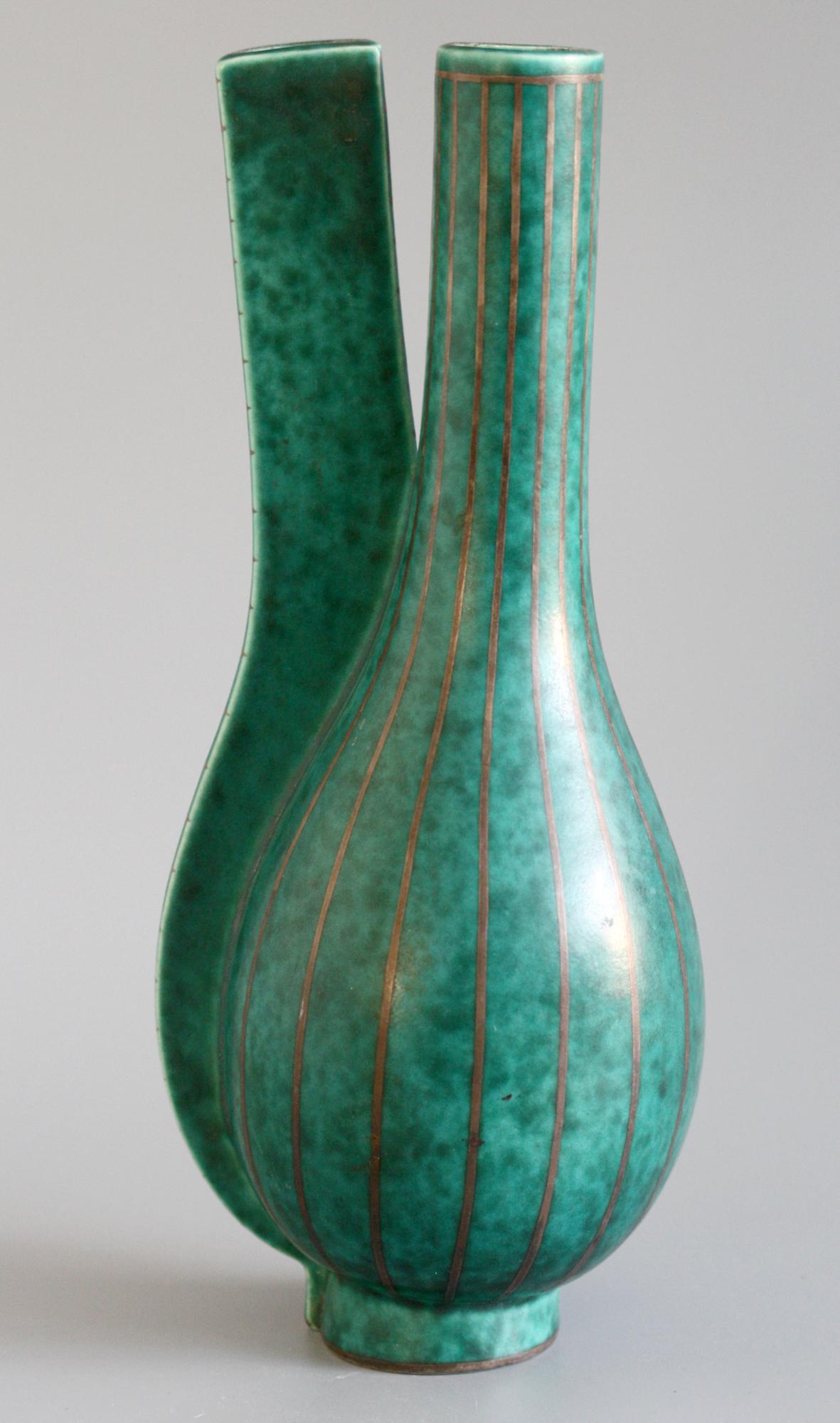 Early 20th Century Wilhelm Kåge Gustavsberg Swedish Surrea Argenta Art Pottery Vase