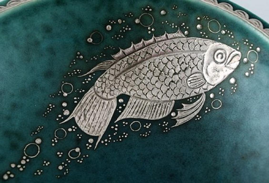 Swedish Wilhelm Kåge/Kaage, Gustavsberg, Argenta Art Deco Bowl Decorated with Fish