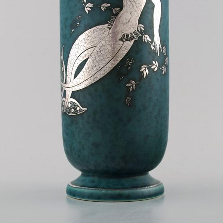 Art Deco Wilhelm Kåge/Kaage, Gustavsberg, Argenta Vase Decorated with Mermaid