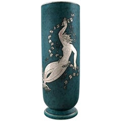 Vintage Wilhelm Kåge/Kaage, Gustavsberg, Argenta Vase Decorated with Mermaid