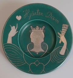 Wilhelm Kage Plate "Argenta" Gustavsberg Sweden 1940s. Signed