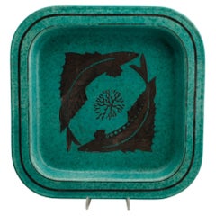 Wilhelm Kage Plate ceramic "Argenta" Gustavsberg Sweden 1950s. Marked