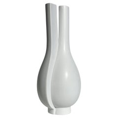 Wilhelm Kage Surrea Vase Gustavsberg Stoneware White Carrara Glazed Sweden 1940s