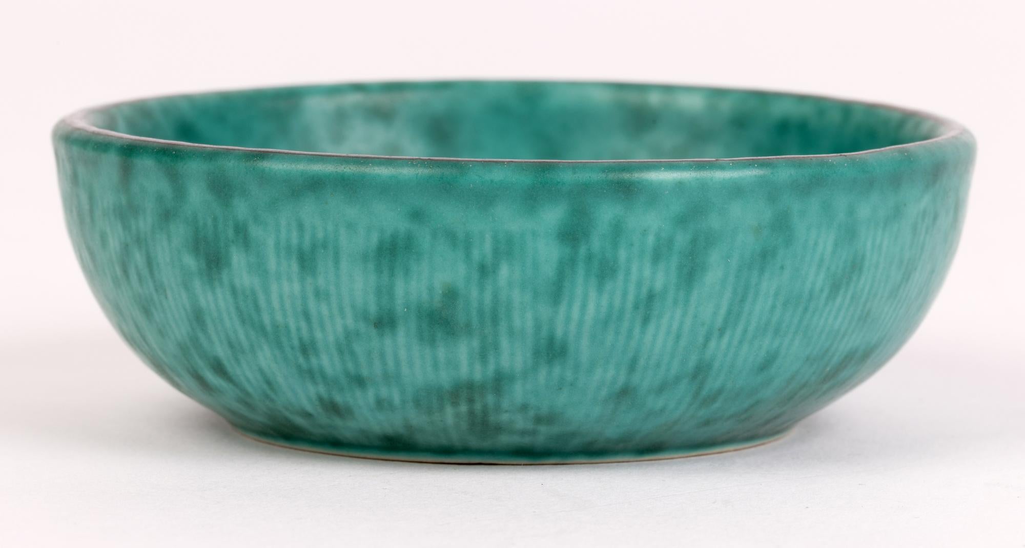 Wilhelm Kage Swedish Art Deco Gustavsberg Argenta Silver Inlay Ceramic Bowl For Sale 3