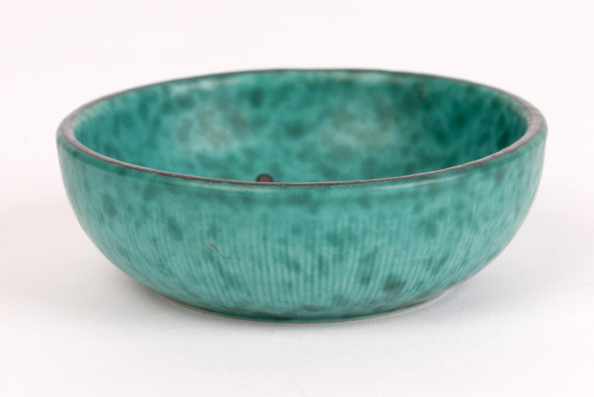 Wilhelm Kage Swedish Art Deco Gustavsberg Argenta Silver Inlay Ceramic Bowl For Sale 4