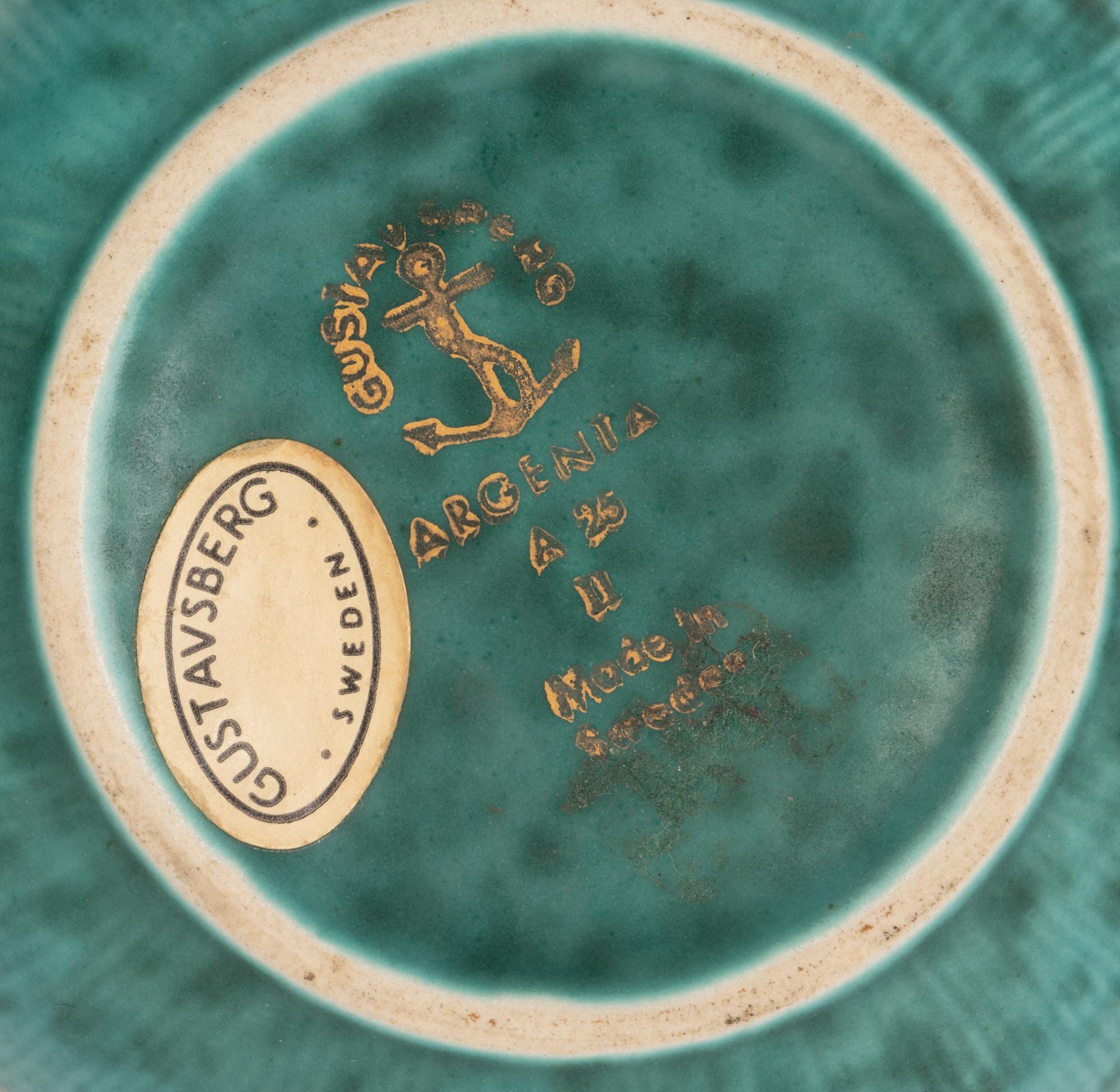Wilhelm Kage Swedish Art Deco Gustavsberg Argenta Silver Inlay Ceramic Bowl For Sale 2