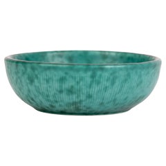Wilhelm Kage Swedish Art Deco Gustavsberg Argenta Silver Inlay Ceramic Bowl