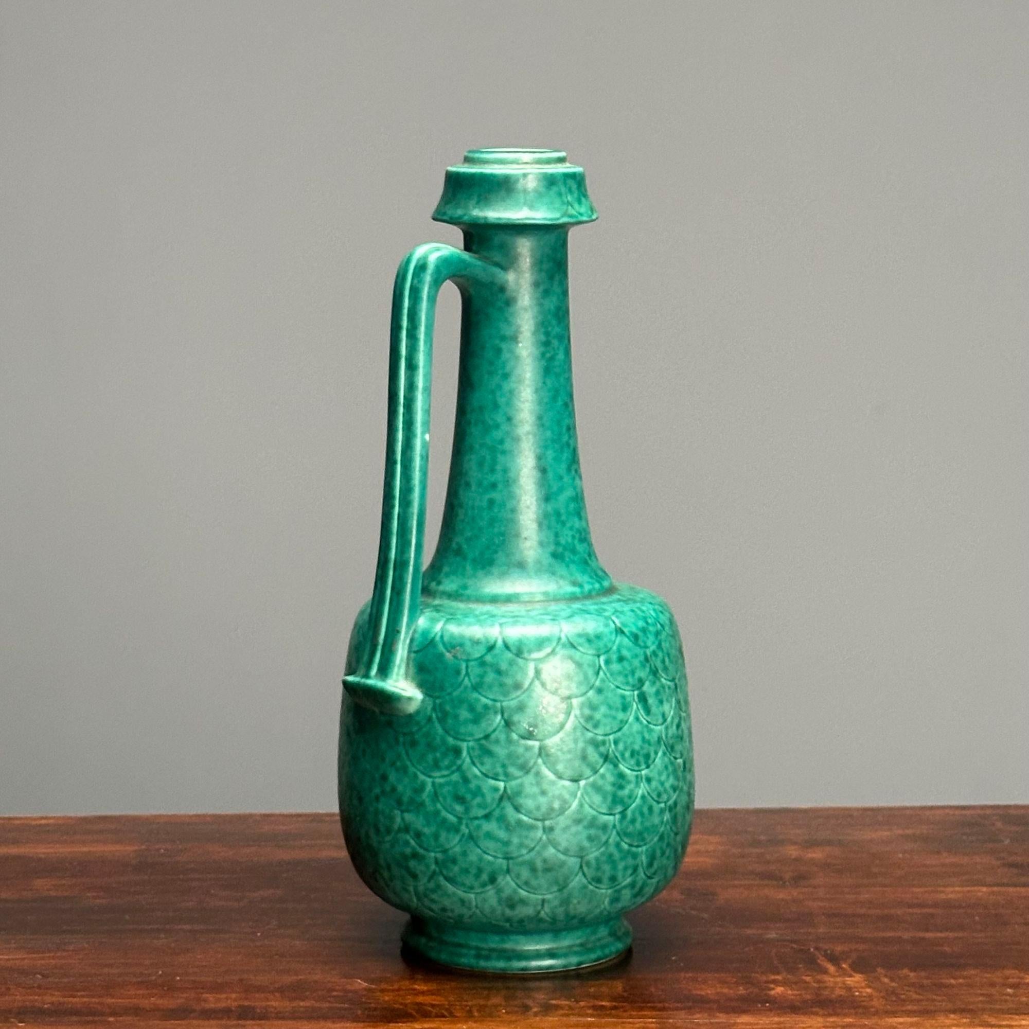 Ceramic Wilhelm Kage, Swedish Mid-Century Modern, Vase, Glazed Stoneware, Argenta, 1930s For Sale