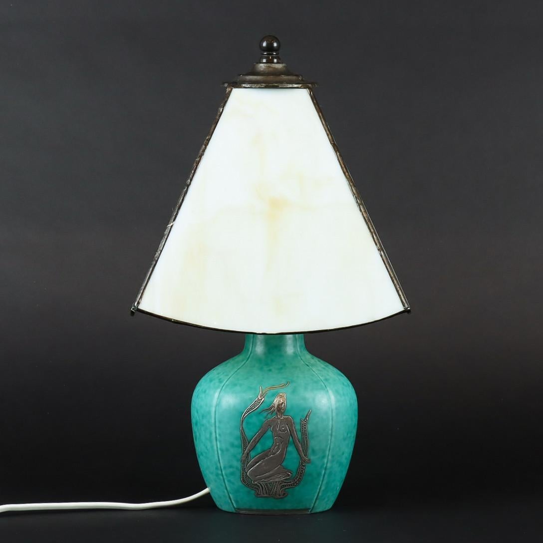 Lampe de table Wilhelm Kage argenta par Gustavsberg Suède 1950 Signée Bon état - En vente à Paris, FR