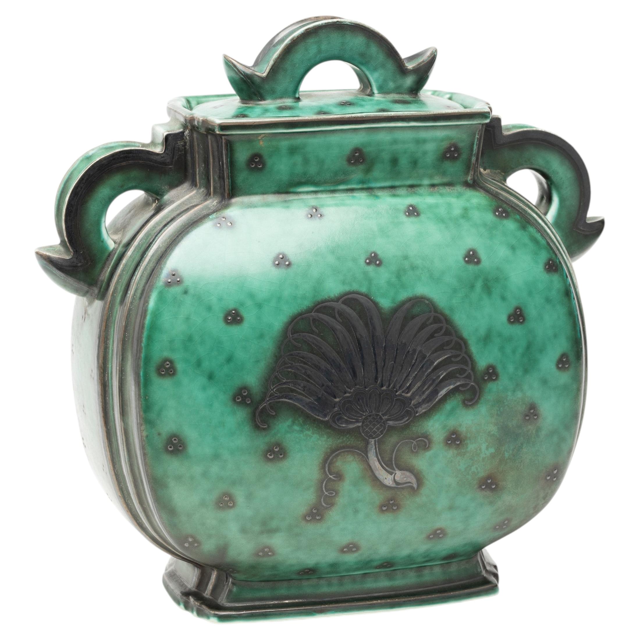 Wilhelm Kage Urn with cover 'Argenta' for Gustavsberg Sweden 1930s For Sale