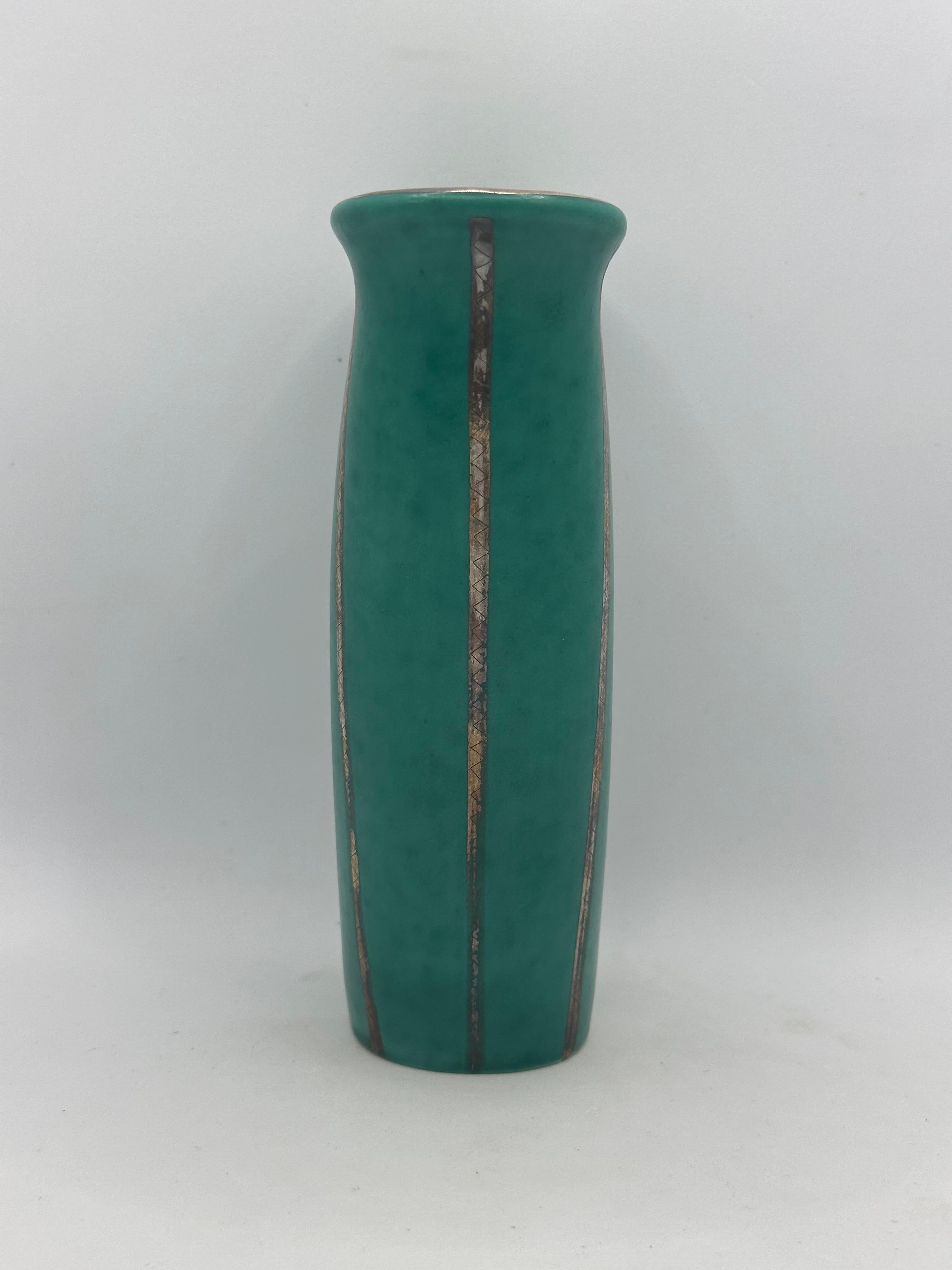 Swedish Wilhelm Kage vase 'argenta' for Gustavsberg Sweden 1950 Signed For Sale